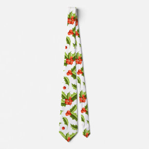Weihnachtsstechpalmen-Beeren-Muster Krawatte