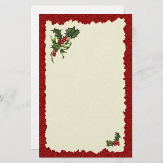 Weihnachtsstechpalmen-Beerenbriefpapier Briefpapier (Vorne/Hinten)