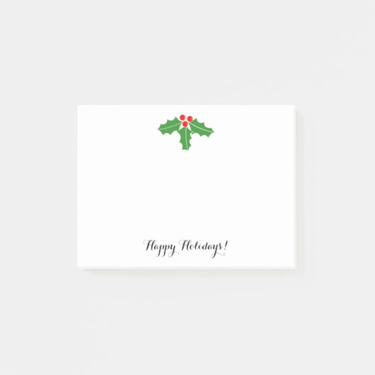 Weihnachtsstechpalmen-Blätter und -beeren Feiertag Post-it Klebezettel (Vorderseite)