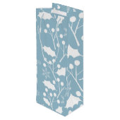 Weihnachtsstechpalmen-Blätter und Beeren Geschenktüte Für Weinflaschen (Rückseite Schrägansicht)