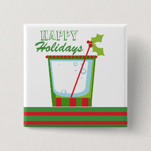 Weihnachtsstechpalmen-Cocktail frohe Feiertage Button