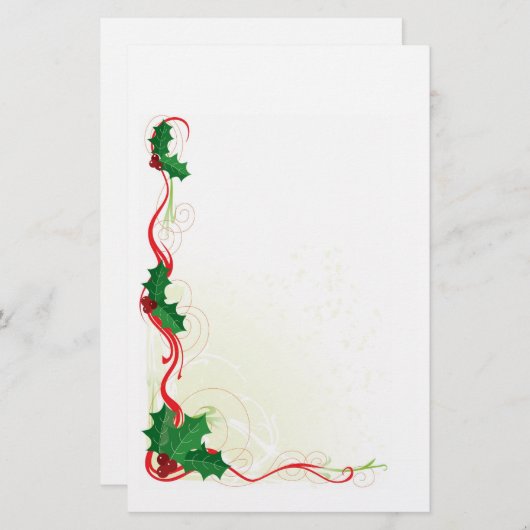 Weihnachtsstechpalmen-Grenze Briefpapier (Vorne/Hinten)
