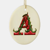 Weihnachtsstechpalmen-Monogramm A Keramikornament (Rechts)