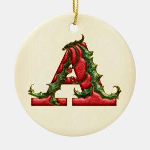 Weihnachtsstechpalmen-Monogramm A Keramikornament