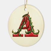 Weihnachtsstechpalmen-Monogramm A Keramikornament (Links)
