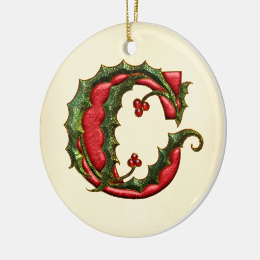 Weihnachtsstechpalmen-Monogramm C Keramikornament (Links)
