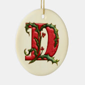 Weihnachtsstechpalmen-Monogramm D Keramik Ornament (Rechts)