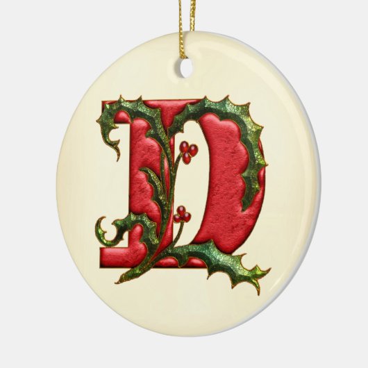Weihnachtsstechpalmen-Monogramm D Keramik Ornament (Links)