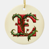 Weihnachtsstechpalmen-Monogramm E Keramik Ornament (Vorne)