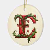 Weihnachtsstechpalmen-Monogramm E Keramik Ornament (Links)