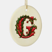 Weihnachtsstechpalmen-Monogramm G Keramik Ornament (Rechts)