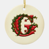 Weihnachtsstechpalmen-Monogramm G Keramik Ornament (Vorne)