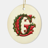 Weihnachtsstechpalmen-Monogramm G Keramik Ornament (Links)
