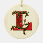 Weihnachtsstechpalmen-Monogramm L Keramik Ornament (Vorne)