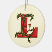 Weihnachtsstechpalmen-Monogramm L Keramik Ornament (Links)