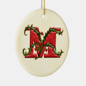 Weihnachtsstechpalmen-Monogramm M Keramikornament (Rechts)