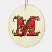 Weihnachtsstechpalmen-Monogramm M Keramikornament (Links)