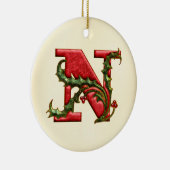 Weihnachtsstechpalmen-Monogramm N Keramikornament (Rechts)