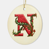 Weihnachtsstechpalmen-Monogramm N Keramikornament (Links)