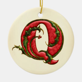 Weihnachtsstechpalmen-Monogramm Q Keramik Ornament