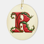 Weihnachtsstechpalmen-Monogramm R Keramik Ornament (Links)