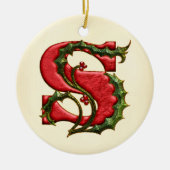 Weihnachtsstechpalmen-Monogramm S Keramik Ornament (Vorne)