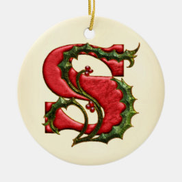 Weihnachtsstechpalmen-Monogramm S Keramik Ornament