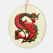 Weihnachtsstechpalmen-Monogramm S Keramik Ornament (Links)