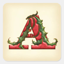 Weihnachtsstechpalmen-Monogramm Umschlag Aufkleber