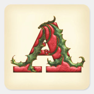 Weihnachtsstechpalmen-Monogramm Umschlag Aufkleber
