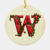 Weihnachtsstechpalmen-Monogramm W Keramikornament (Vorne)