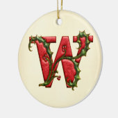 Weihnachtsstechpalmen-Monogramm W Keramikornament (Links)
