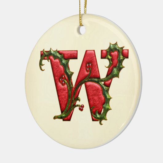 Weihnachtsstechpalmen-Monogramm W Keramikornament (Links)