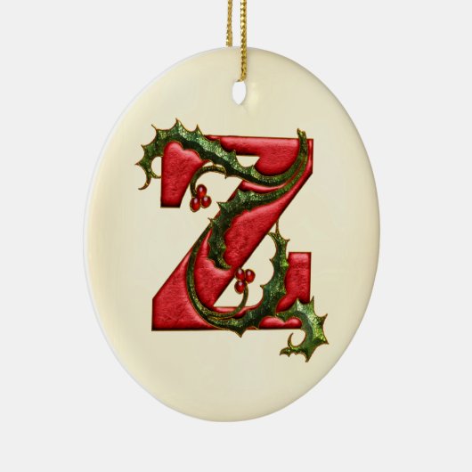 Weihnachtsstechpalmen-Monogramm Z Keramikornament (Rechts)