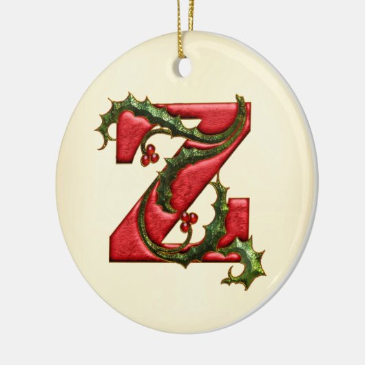 Weihnachtsstechpalmen-Monogramm Z Keramikornament (Links)
