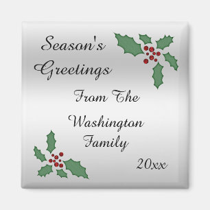 Weihnachtsstechpalmen-u. -beeren-Frohe Festtage Magnet