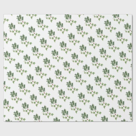 Weihnachtsstechpalmen-und -efeu-botanische geschenkpapier (Flach)