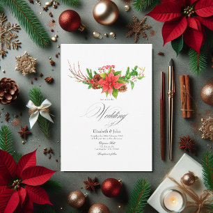 Weihnachtssteckbrief Poinsettie und Kiefer Einladung