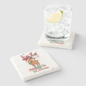 Weihnachtsstein-Untersetzer, Rentier Steinuntersetzer (Seitenansicht)