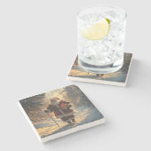 Weihnachtsstein-Untersetzer Steinuntersetzer (Seitenansicht)