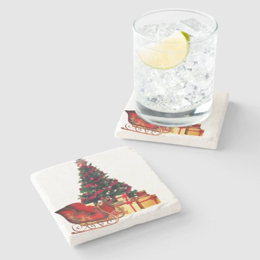 Weihnachtsstein-Untersetzer Steinuntersetzer (Seitenansicht)