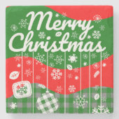 Weihnachtsstein-Untersetzer – Weiße Ornamente Steinuntersetzer (Vorderseite)