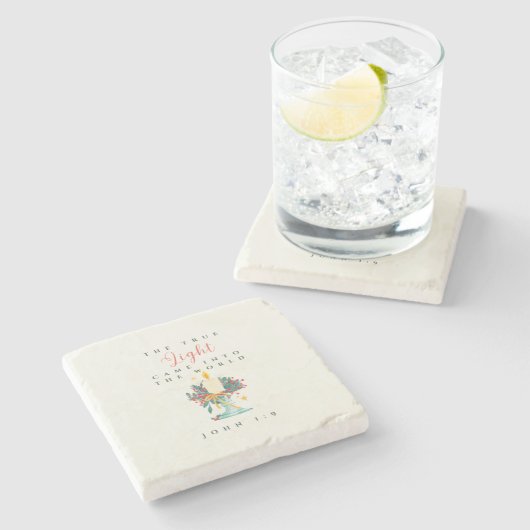 Weihnachtsstein-Untersetzer zum Thema Schrift Steinuntersetzer (Seitenansicht)