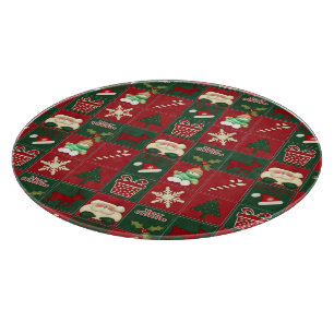 Weihnachtssteine-12in Round-GLASS-SCHNITTSTELLE Schneidebrett