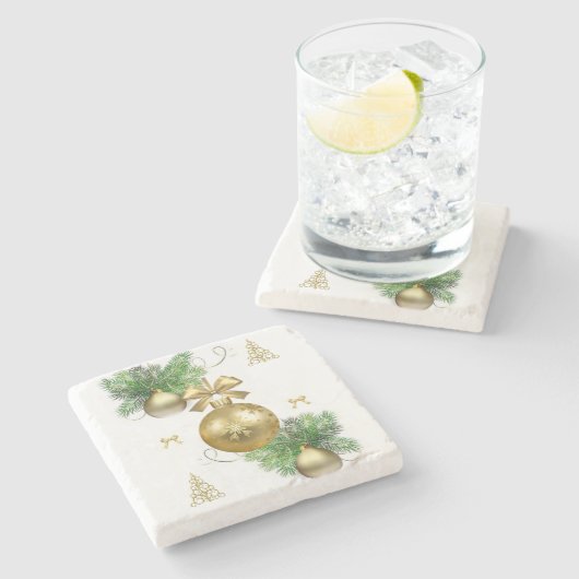 Weihnachtssteine-Untersetzer, Goldbuden Steinuntersetzer (Seitenansicht)