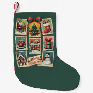 Weihnachtsstempel Feiertags-Postwertzeichen Retro  Kleiner Weihnachtsstrumpf