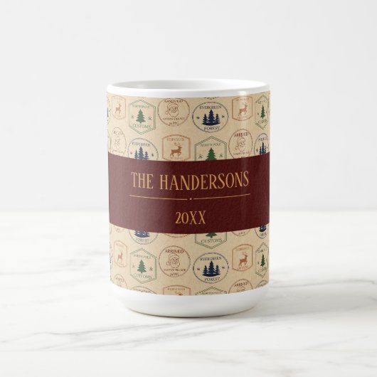 Weihnachtsstempel im Vintage-Stil Kaffeetasse (Mittel)