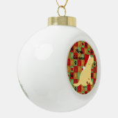 Weihnachtssteppdecken-Gelb-Labrador-Welpe Keramik Kugel-Ornament (Links)