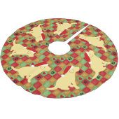 Weihnachtssteppdecken-Gelb-Labrador-Welpen Polyester Weihnachtsbaumdecke (Schrägansicht)