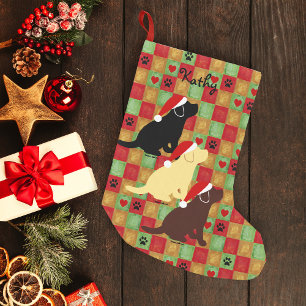 Weihnachtssteppdecken-Labrador-Welpen Kleiner Weihnachtsstrumpf